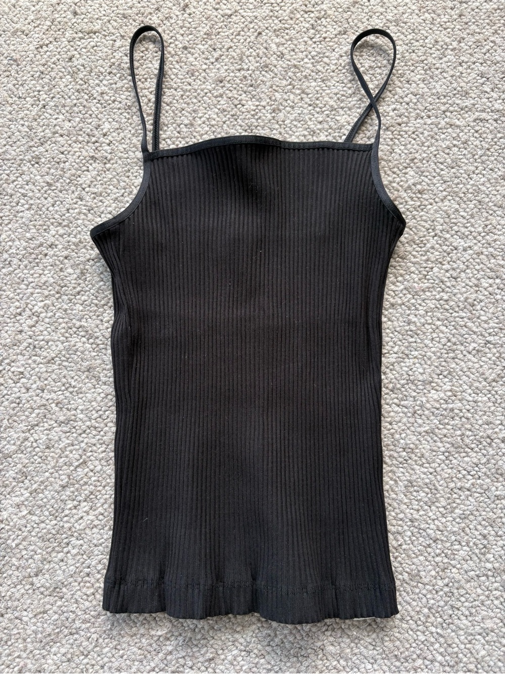 Artizia (Wilfred) Black Ribbed Spaghetti Strap Tank Top